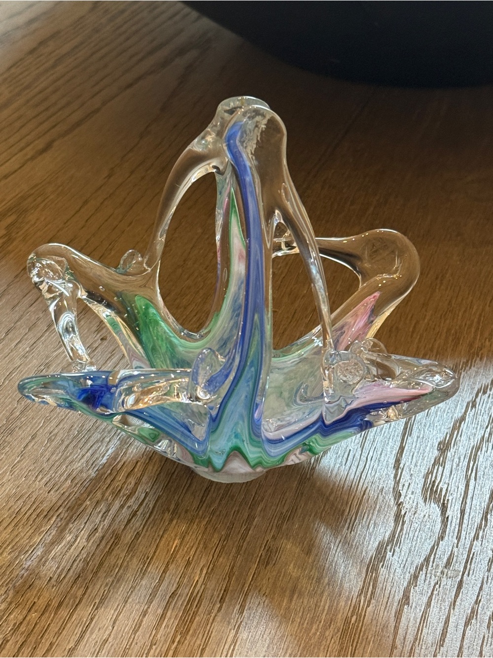 Murano Hand Blown Glass Art Basket